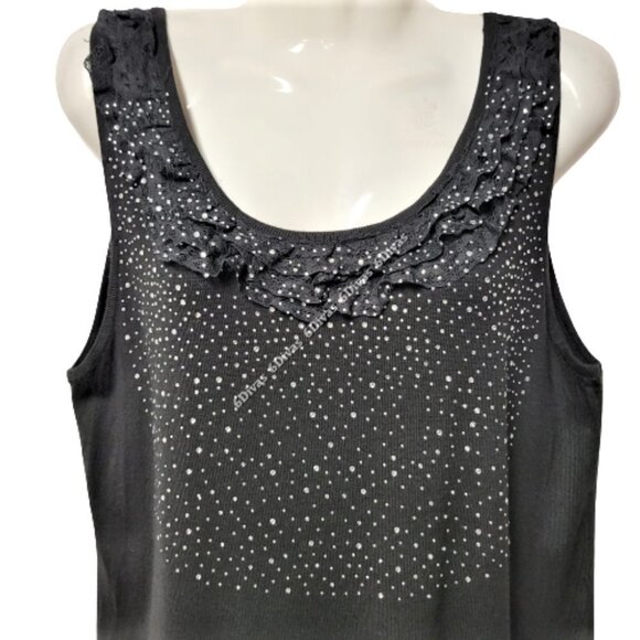Sleeveless black Top or Blouse with sequins Sizes M / L / XL - New! - Picture 2 of 11